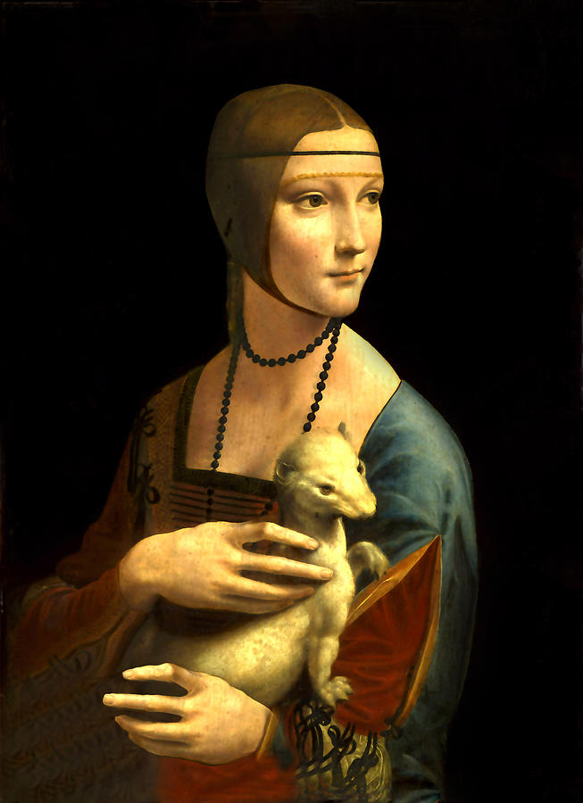 Leonardo Da Vinci Digital Art - Lady with the Ermine Reproduction by Da Vinci
