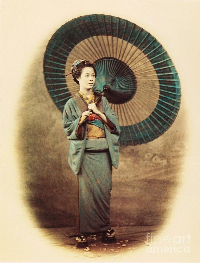 Vintage Photograph - Lady with Umbrella by Reproduction