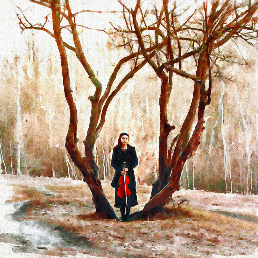 Tree Painting - Lady with Violin by Marian Voicu