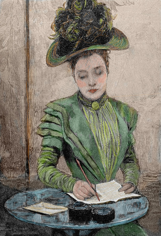 Hat Photograph - Lady Writing A Letter by Prisma Archivo
