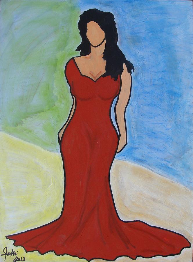 Lady X in red Painting by Fethi Canbaz - Fine Art America