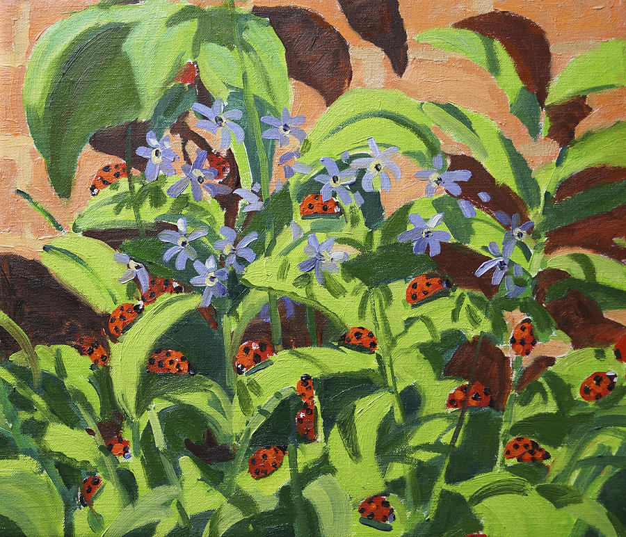 Flower Painting - Ladybirds by Andrew Macara