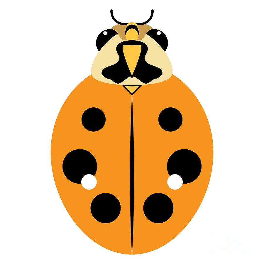 Ladybug Graphic Golden Orange Digital Art by MM Anderson