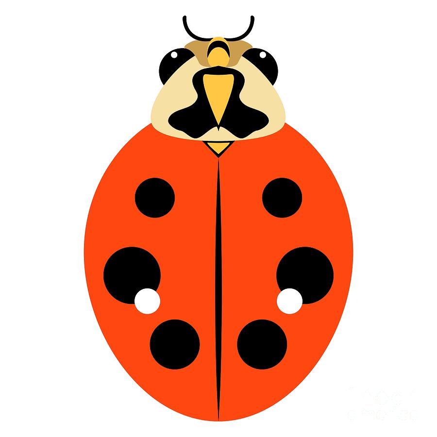 Ladybug Graphic Orange Digital Art by MM Anderson