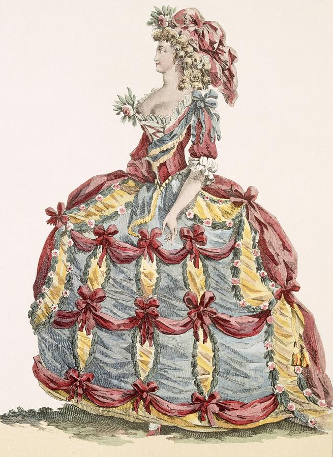 Hat Drawing - Ladys Gown For Cour A Leiquette by Augustin de Saint-Aubin