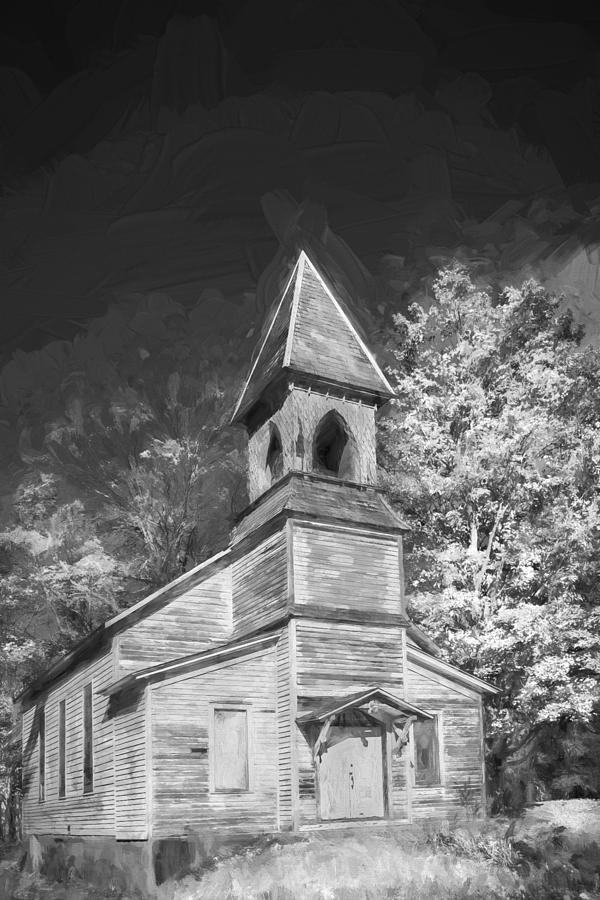 Lafayette Baptist Church Lafayette Sussex County NJ Painted BW Photograph by Rich Franco