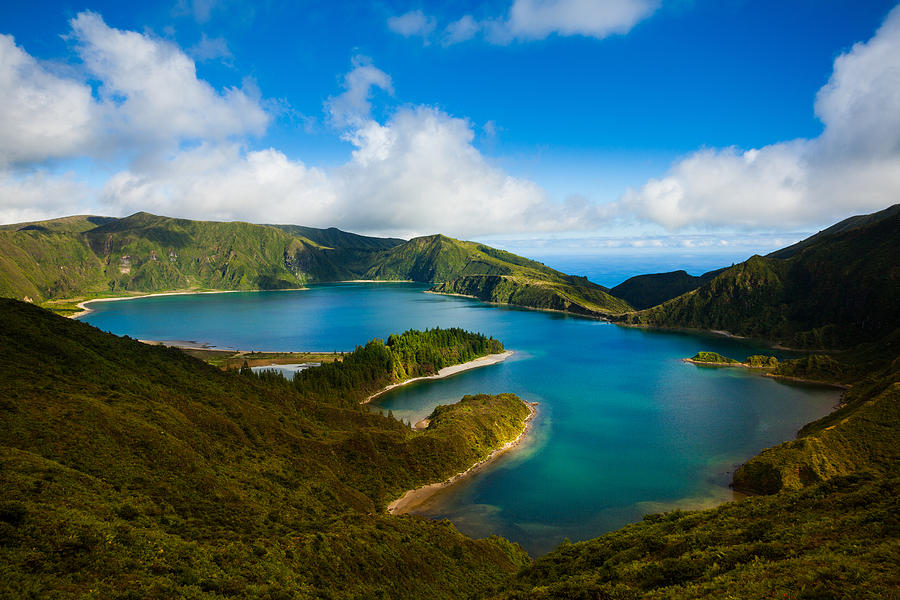 Lagoa do Fogo and green valley on San Miguel island Photograph by Zodebala