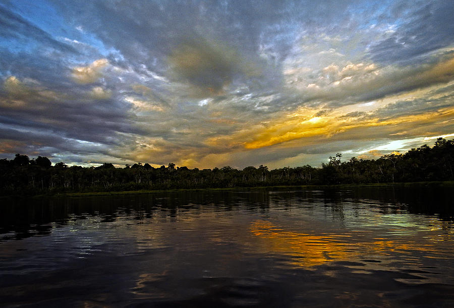 Sunset Photograph - Lagoon sunset in the Jungle by Kurt Van Wagner