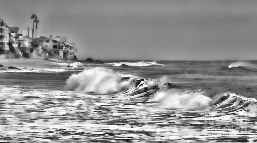 Laguna Beach California Waves Black and White Photograph by Clare VanderVeen