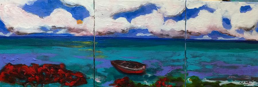 Boat Painting - Lagunascape by Dilip Sheth