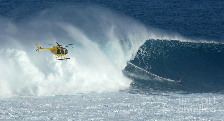 Laird Hamilton Going Left At Jaws Photograph by Bob Christopher