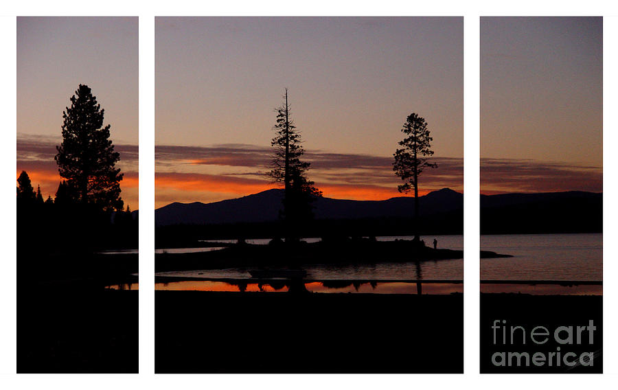 Sunset Digital Art - Lake Almanor Sunset Triptych by Peter Piatt