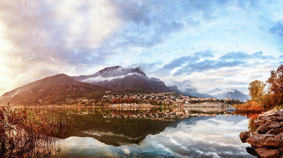 Lake And Mountain. Lecco, Italy Photograph by Deimagine
