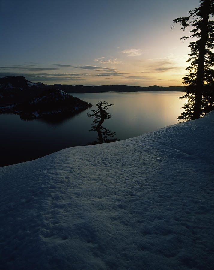 Lake At Sunset, Llao Rock, Wizard Photograph by Panoramic Images