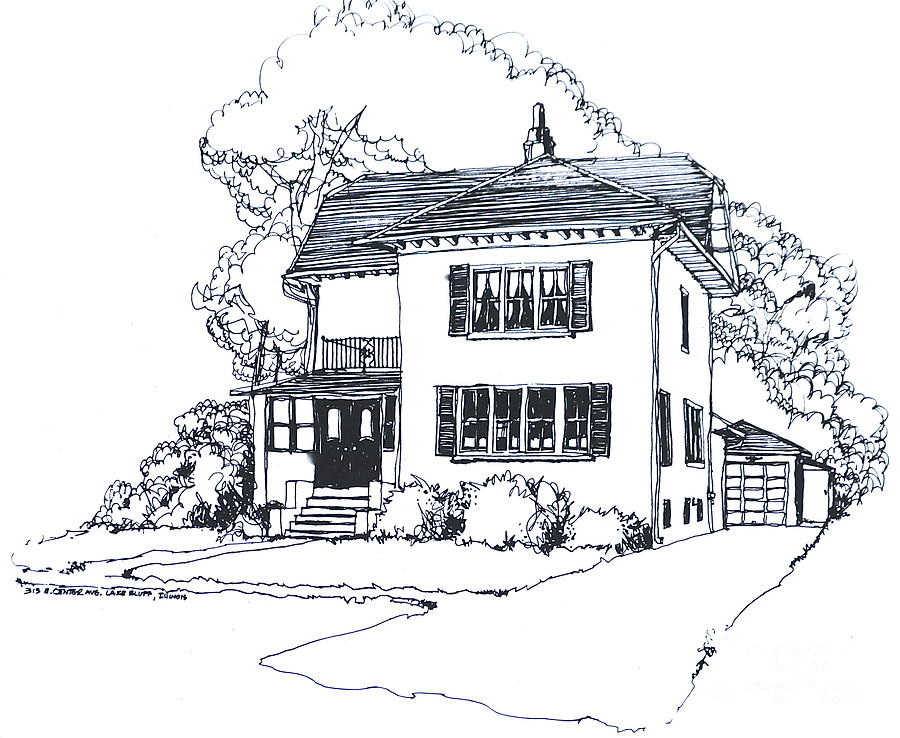 Lake Bluff Illinois Home Drawing by Robert Birkenes