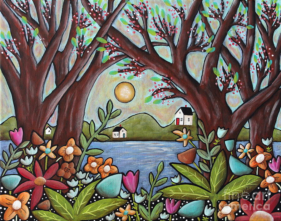 Lake Cottages Painting by Karla Gerard