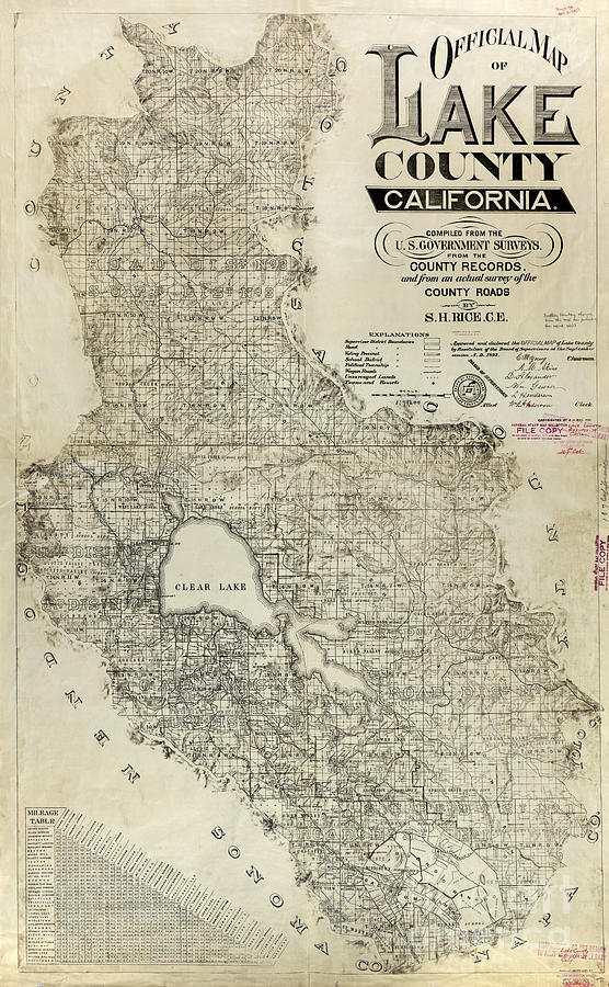 Lake County California Map Photograph by Jon Neidert