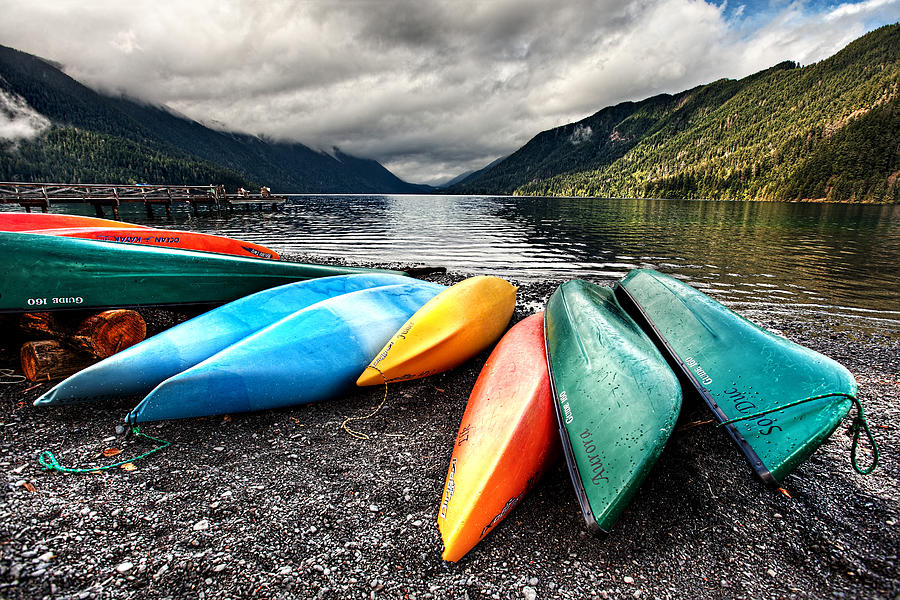 Lake Crescent Kayaks Photograph by Ian Good