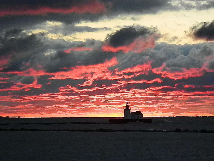 Lake Erie Lighthouse And Sunset Photograph By Nancy Spirakus Fine Art