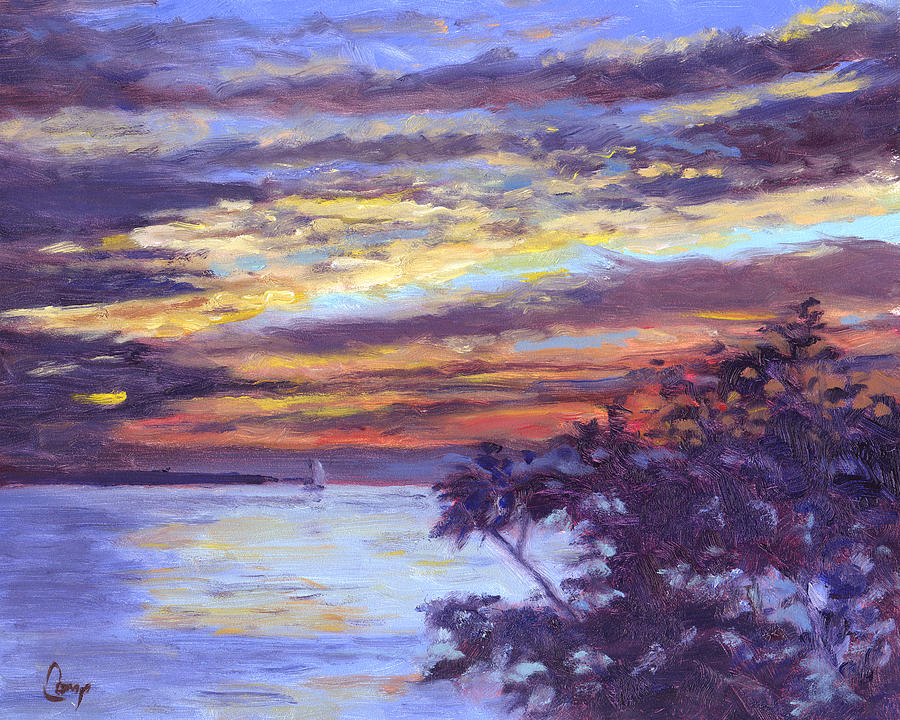 Lake Erie Sunset Painting by Michael Camp