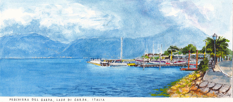 Lake Garda near Verona Italy Painting by Dai Wynn