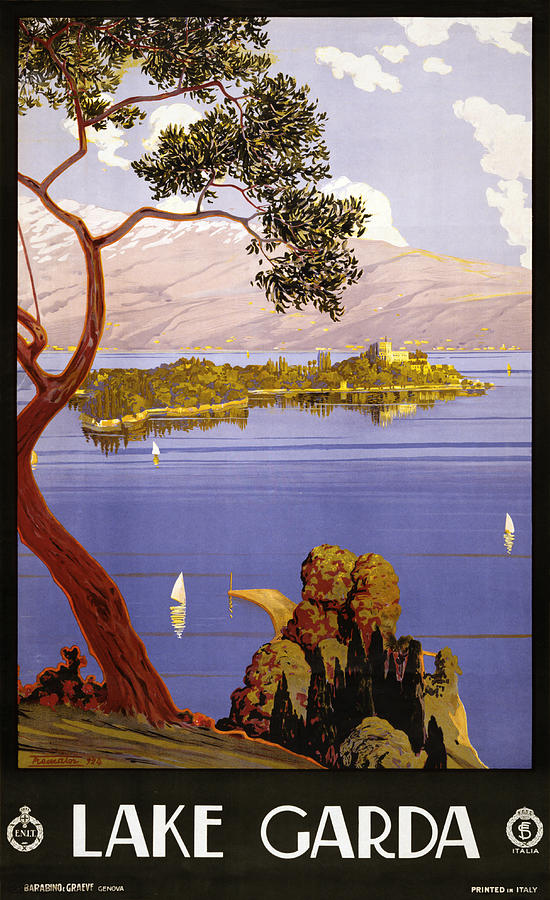 Lake Garda travel poster Photograph by MotionAge Designs