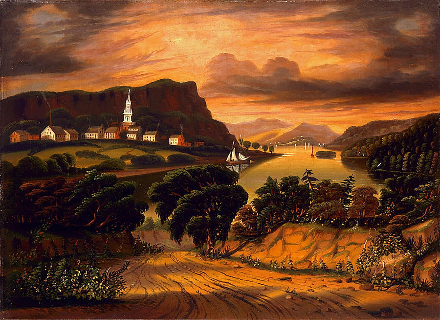 Lake George and the Village of Caldwell Painting by Thomas Chambers