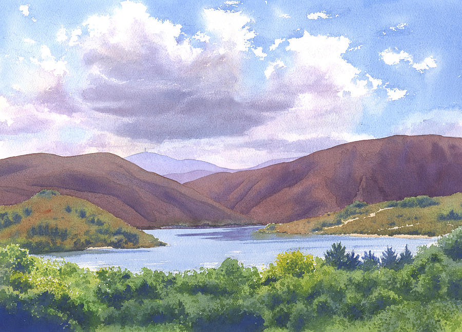 Lake Hodges San Diego Painting by Mary Helmreich