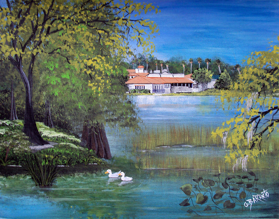 Lake Hollingsworth Landscape Painting by Gloria E Barreto-Rodriguez