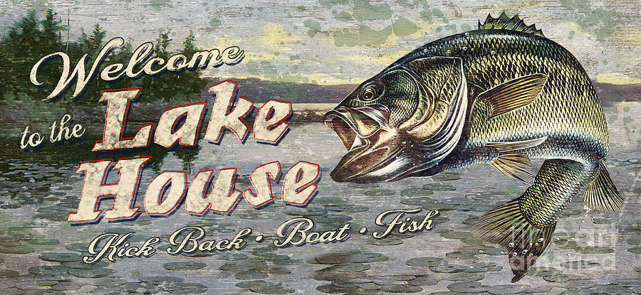 Fish Painting - Lake House Bass by JQ Licensing