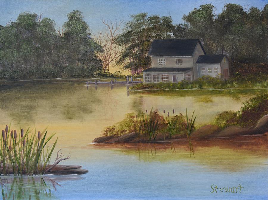 Lake House Painting by William Stewart