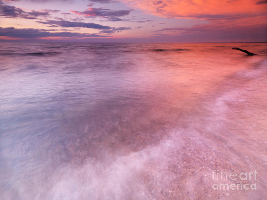 Lake Huron beautiful red sunset sky Photograph by Maxim Images Exquisite Prints