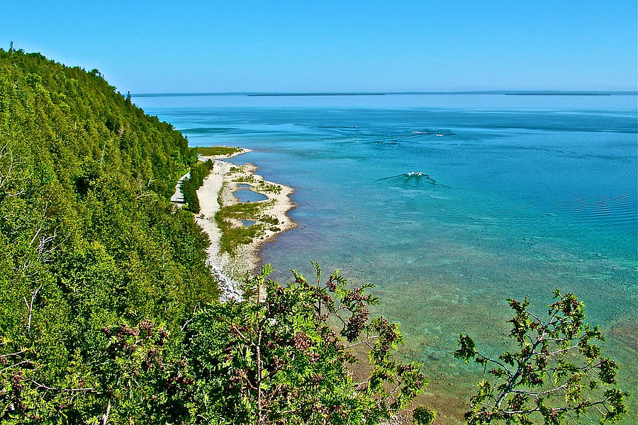 Lake Huron Shoreline from Arch Rock on Mackinac Island-Michigan Photograph by Ruth Hager