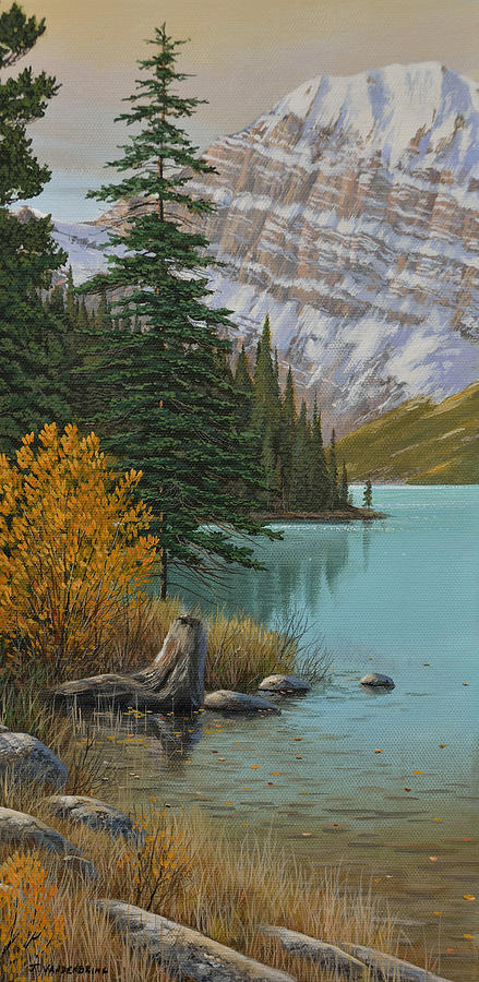Lake In The Mountains Painting by Jake Vandenbrink