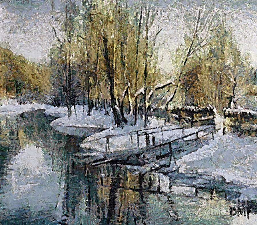 Lake in the winter Painting by Dragica  Micki Fortuna