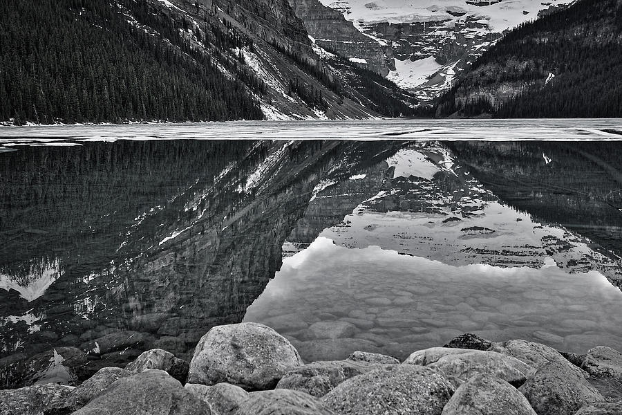 Lake Louise - Black and White Photograph by Stuart Litoff