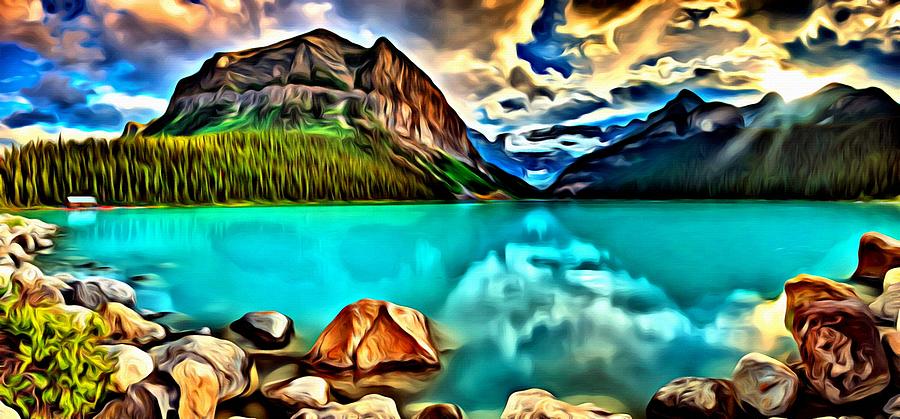Lake Louise from Banff Canada Painting by Florian Rodarte
