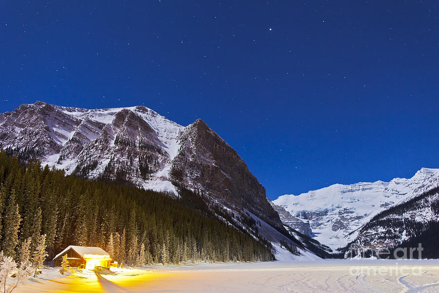 Lake Louise On A Clear Night In Banff Photograph
