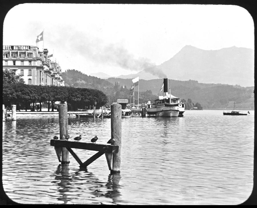 Lake Lucerne Grand Hotel National Switzerland 1903 Photograph by A Macarthur Gurmankin
