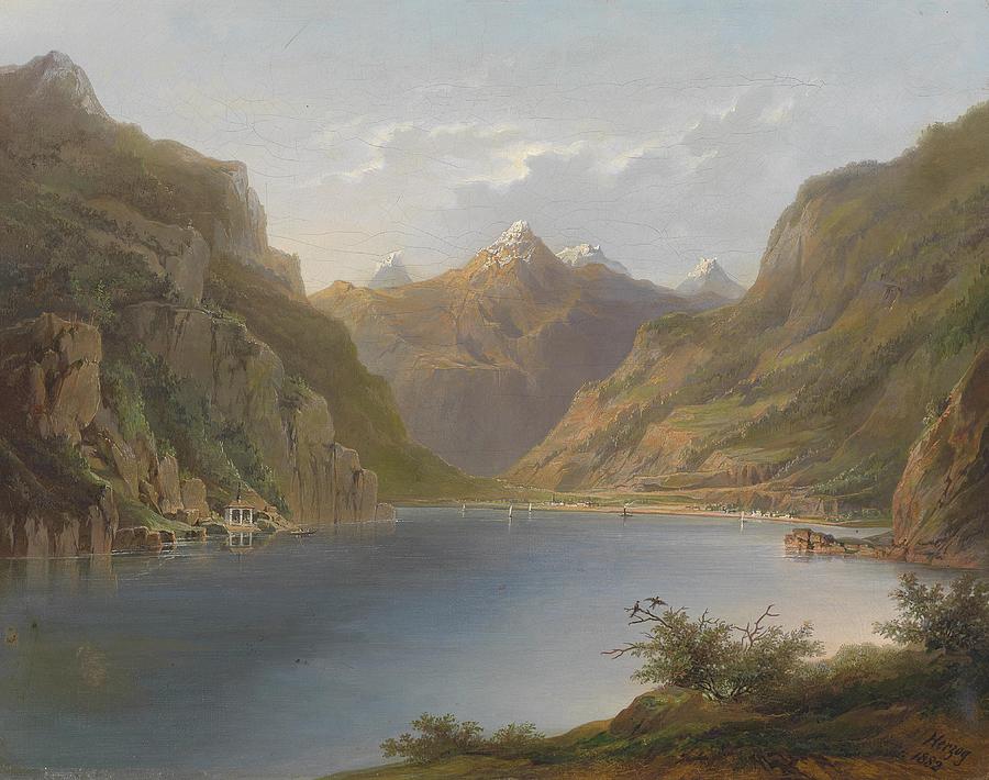 Hermann Herzog Painting - Lake Lucerne by Celestial Images