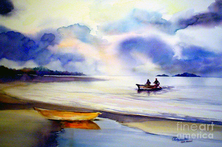 Lake Malawi Reflections Painting by Shirley Roma Charlton - Fine Art ...