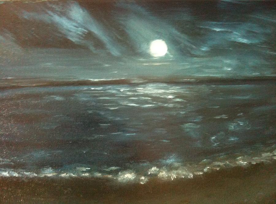 Chicago Painting - Lake Michigan by Moolight by Nicla Rossini