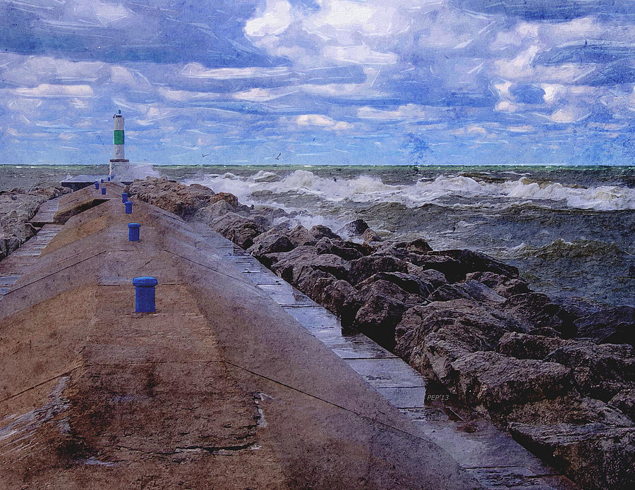 Lake Michigan Digital Art - Lake Michigan Pier by Phil Perkins