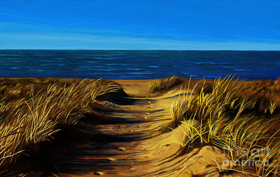 Sunset Painting - Lake Michigan Walk to Beach by Jackie Case