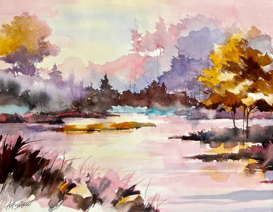 Lake Mist Color Painting by Art Scholz