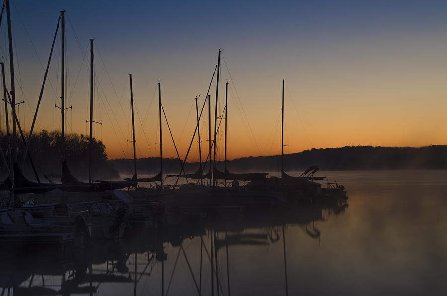 Lake Nockamixon Before Sunrise at the Marina Photograph by Bill Cannon