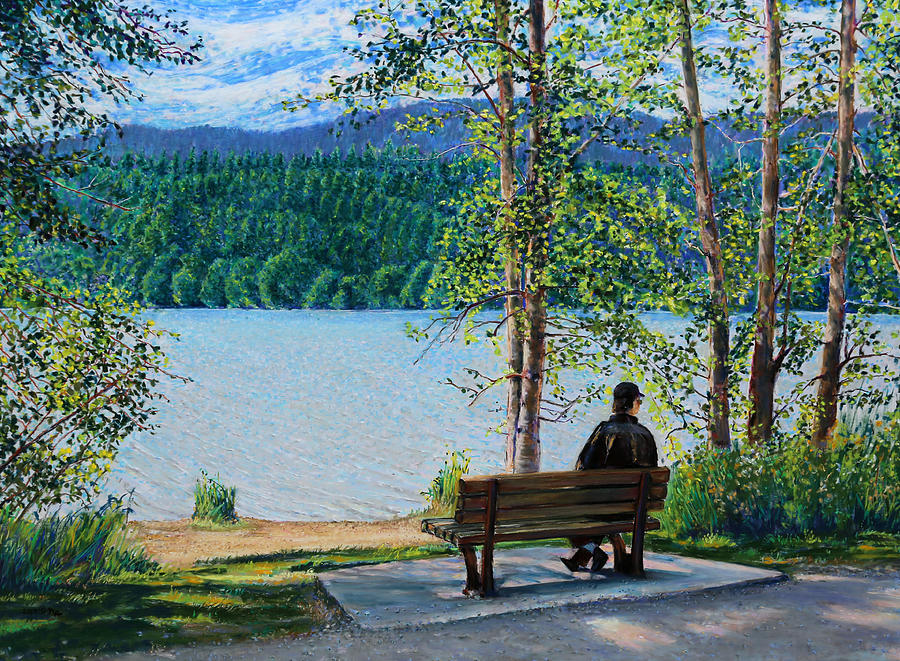 Lake Padden - Schwartz Bench Painting by Nick Payne