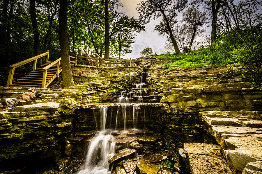 Milwaukee Photograph - Lake Park Waterfall by Randy Scherkenbach