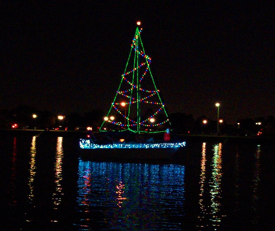 West End Boat Parade - Lights On The Lake, Lake Pontchartrain, New Orleans LA Photograph by Deborah Lacoste