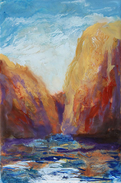 Lake Powell Painting - Lake Powell Encaustic by Nancy Goldman